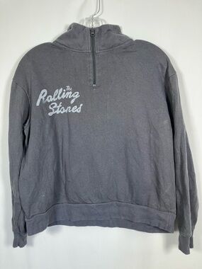 the Rolling Stones Gray Zip-Up Sweatshirt with Script Logo